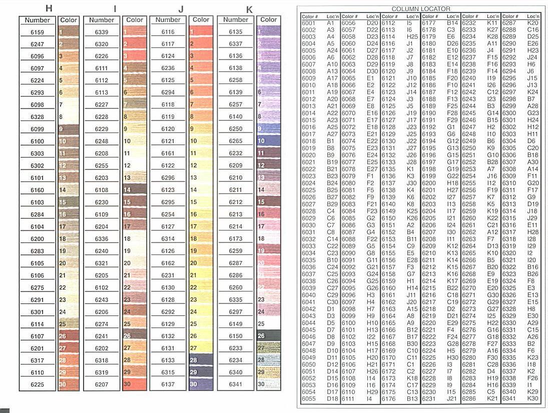 Bucilla Floss Color Chart