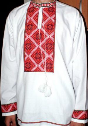 Вышивка крестом мужской сорочки Огонь