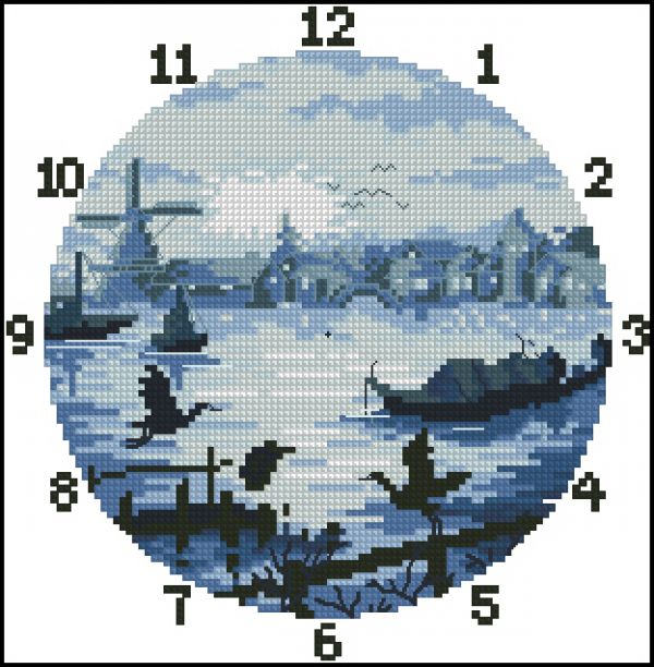 вышивка крестом часы  ночь в гаване