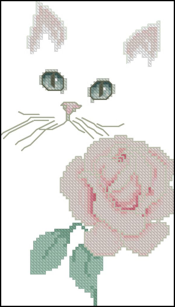 Вышивка крестом Кошка с розой