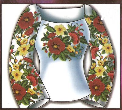 Вышивка крестом Женская сорочка с цветами