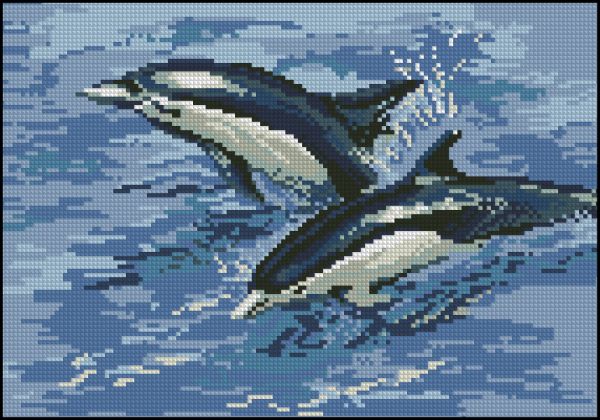схема вышивки крестом пара дельфинов