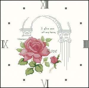 схема вышивки крестом часы с розой