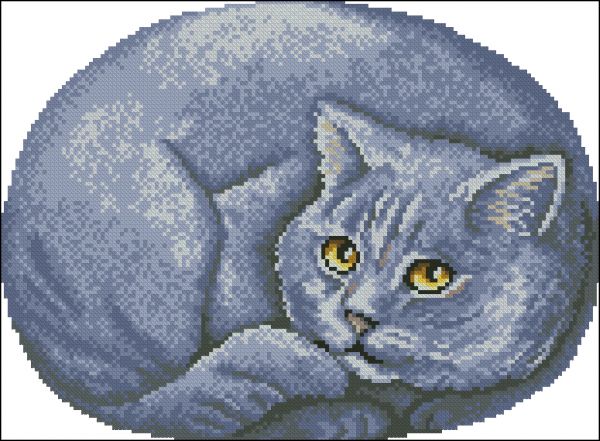 схема вышивки крестом подушка кот