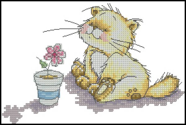 архив схем для вышивки крестом котиков соло