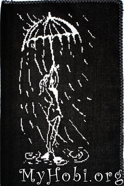 вышивка крестом Под дождем