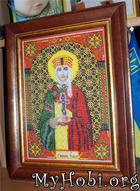 вышивка бисером - икона Св. Ольги Новая Слобода