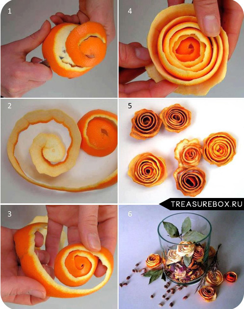розочки из апельсина - декор и ароматизатор