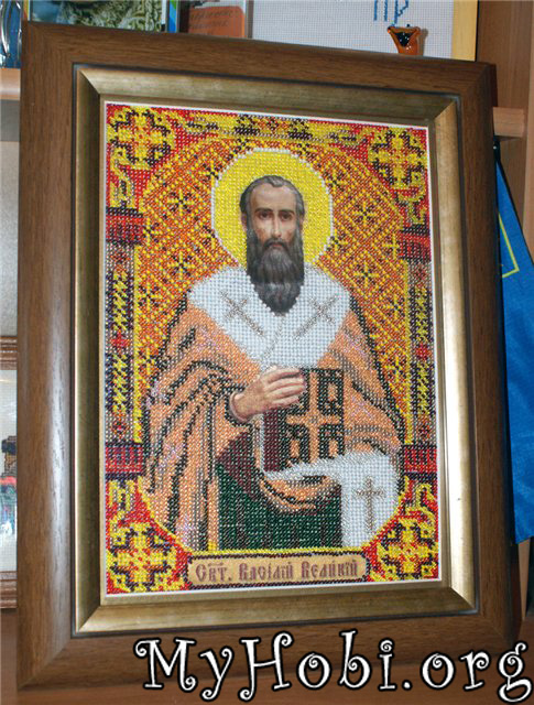 вышивка бисером - икона Св. Василия от Новой слободы
