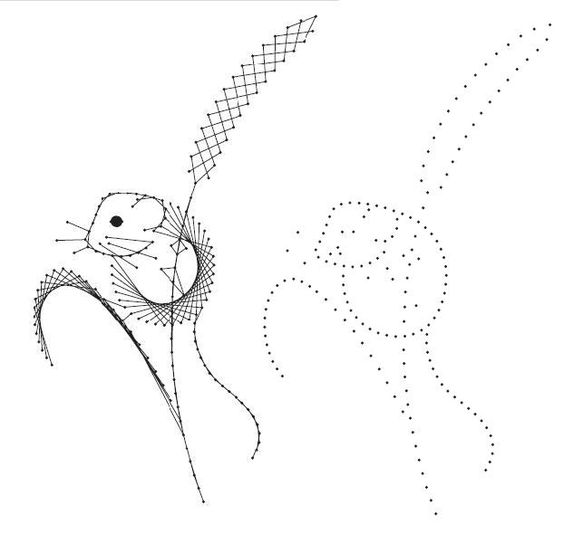 схемы вышивки изонить- мышка на травинке