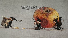 процесс вышивки яблоко от нумиё