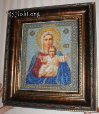 вышивка бисером - икона Богородица Леушинская