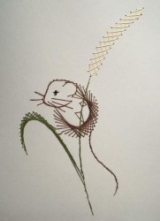 схемы вышивки изонить - мышка на травинке
