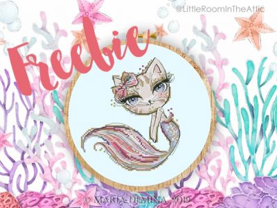 Вышивка крестом Кошечка-русалка