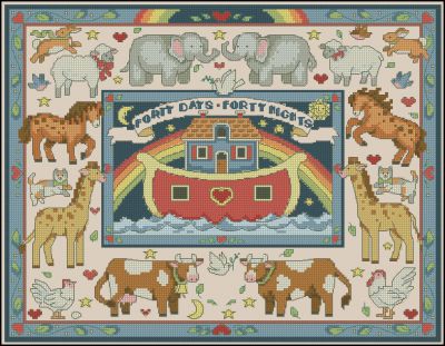 схема вышивки семплера с животными