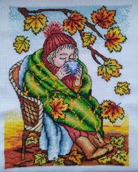 Вышивка крестом Осенний чай