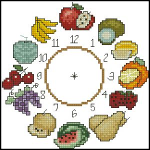 схема вышивки крестом фруктовые часы