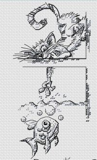 Схема для вышивания крестом на водораствор. канве ЧАРИВНА МИТЬ арт.ВРК-18 Рыбалка 6,9х6,7 см
