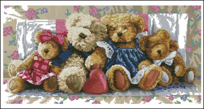 схема вышивки крестом семейства мишек - ряд любви от дименшинс