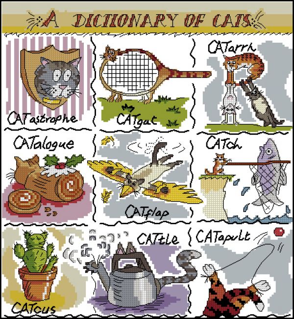 Вышивка крестом Семплер - кошачий словарь