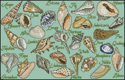 Вышивка крестом Коллаж из ракушек