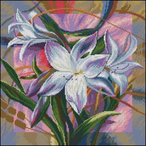 Подушка с белыми лилиями