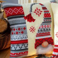 схема вышивки крестом подушка с новогодним гномом 1 ч