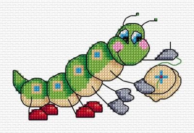 Вышивка крестом Гусеница - вышивальщица