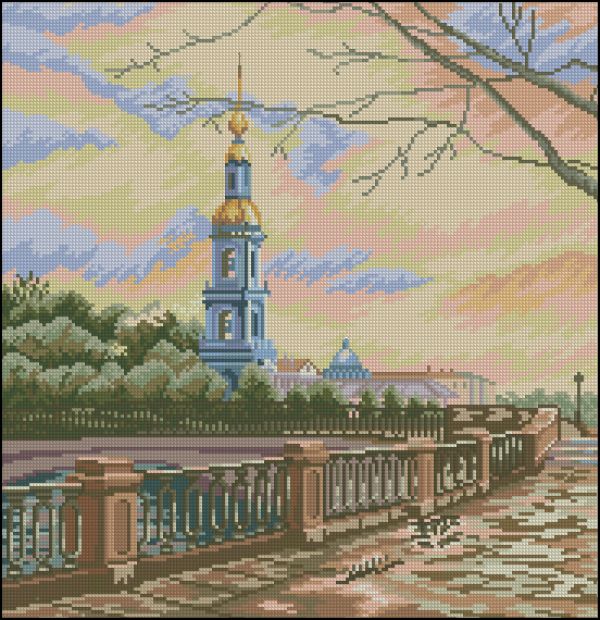  схема вышивки крестом колокольня николаевского собора  