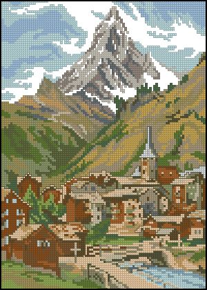 Вышивка крестом Швейцарский пейза