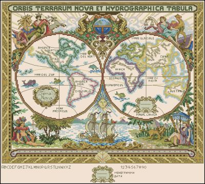 схема вышивки крестом карта старого мира