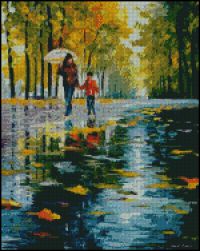 схема для вышивки крестом С мамой под дождем