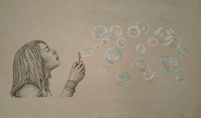 Вышивка блекворк Мыльные пузыри