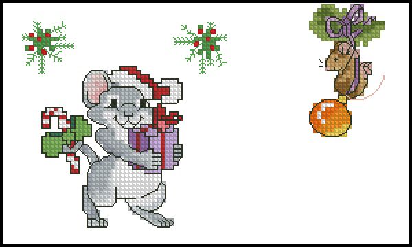 Вышивка крестом Рождественские мышки