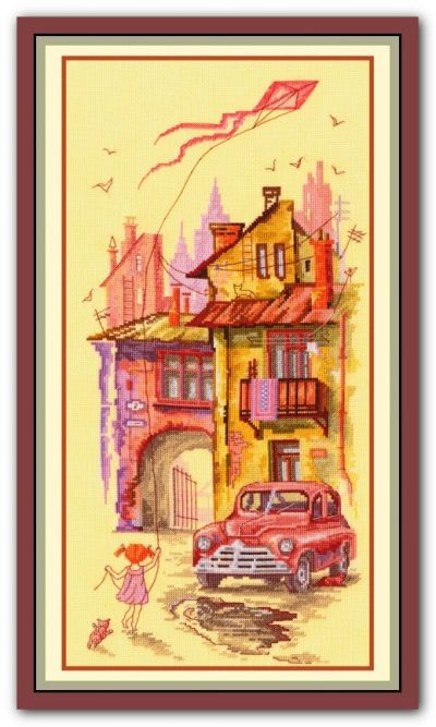 Вышивка крестом Дворик детства