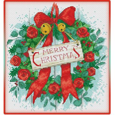 схема вышивки крестом рождественский венок
