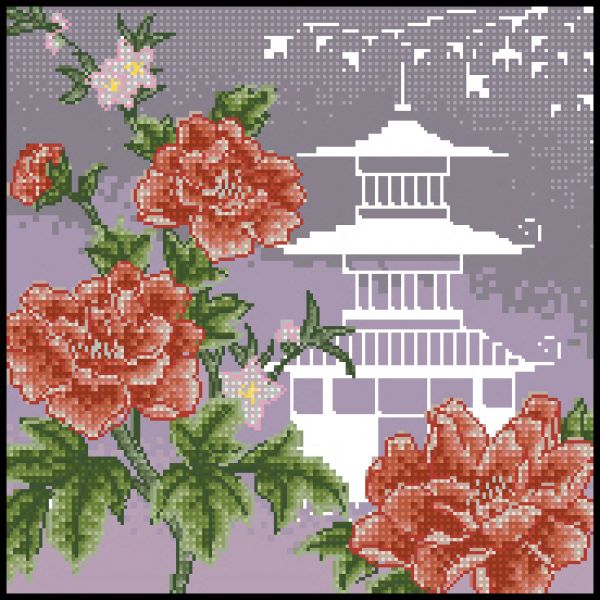 схема для вышивки крестом Вид на пагоду