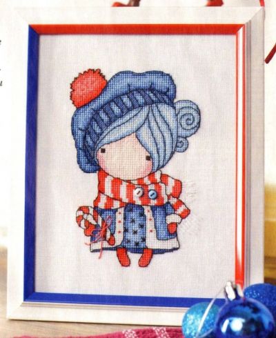 Вышивка крестом Девочка - морозная зима