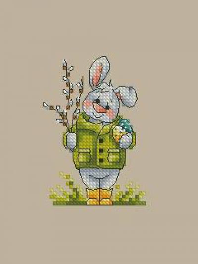 схема вышивки крестом пасхальный зайка