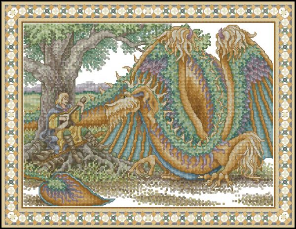 Вышивка крестом Менестрель с драконом