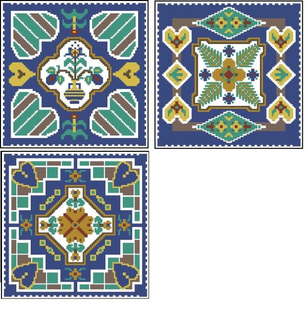 схема вышивки крестом трио подушки 