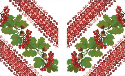 Вышивка крестом Мотив для вышивки женской сорочки с калиной