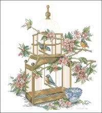 Вышивка крестом Клетка с птицами