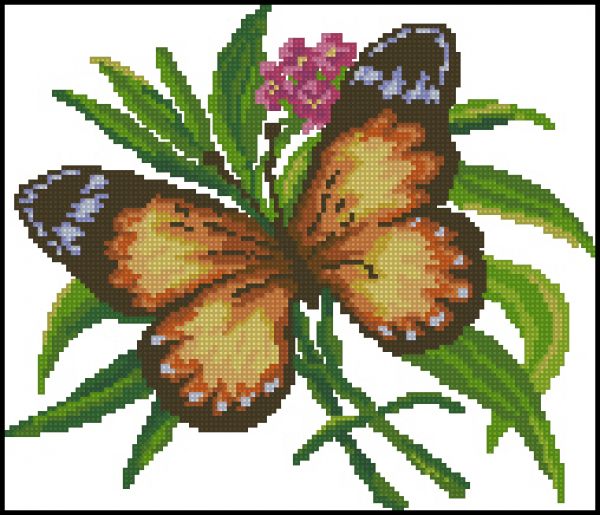 схема вышивки крестом бабочка на цветке от чудесных мгновений