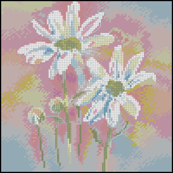 Вышивка крестом Ромашки акварельные