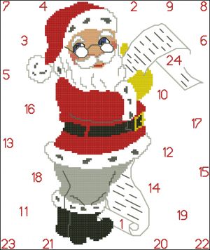 схема вышивки крестом календарь Санты