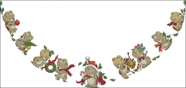 Вышивка крестом Юбка с мишками под елку