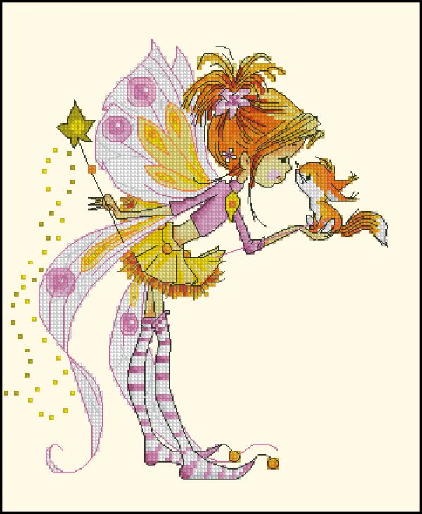 Вышивка крестом Фея с белкой