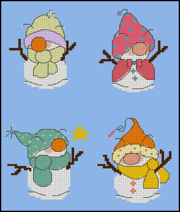 схема вышивкиа снеговики - стильняшки 