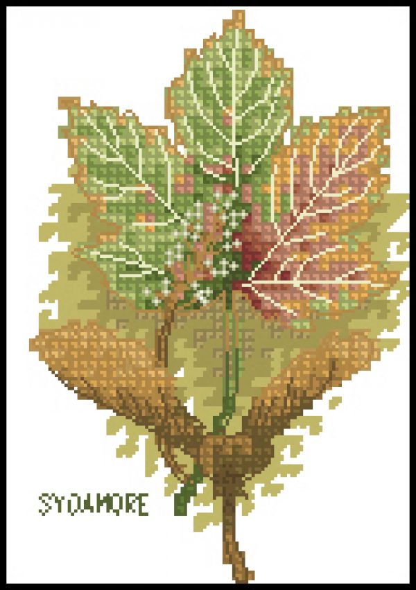 схема вышивки крестом осенние листья